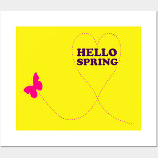 Hello Spring cute butterfly Posters and Art